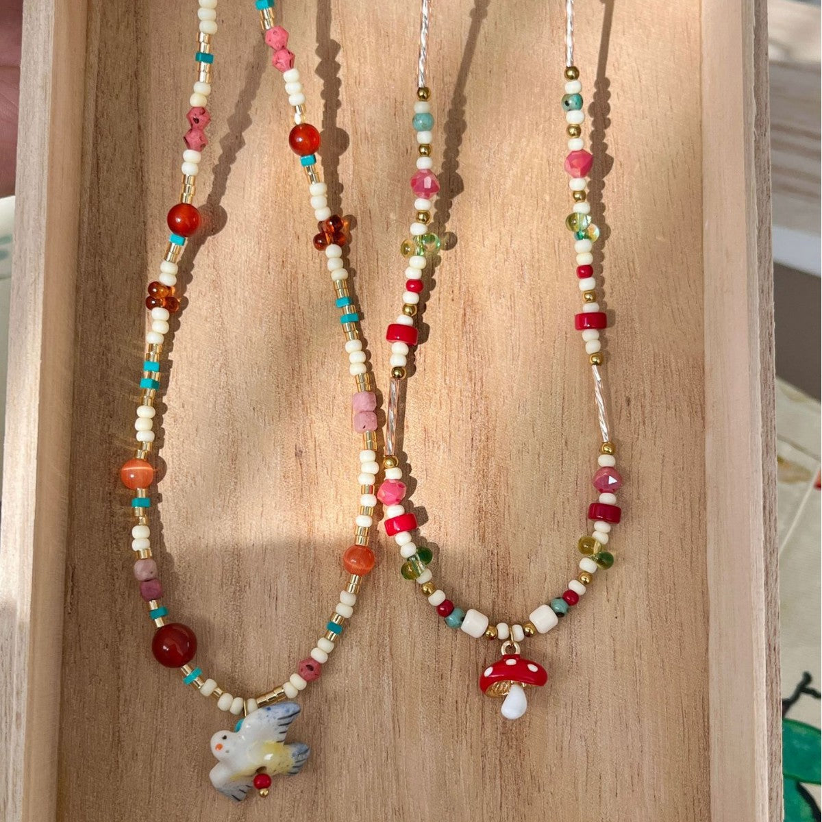Wholesale  Colorful Natural Stone Rice Bead Necklace