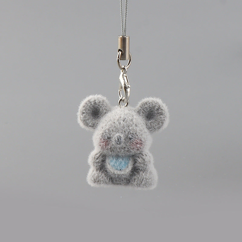 Wholesale Resin Flocking Cute Three-Dimensional  Keychain