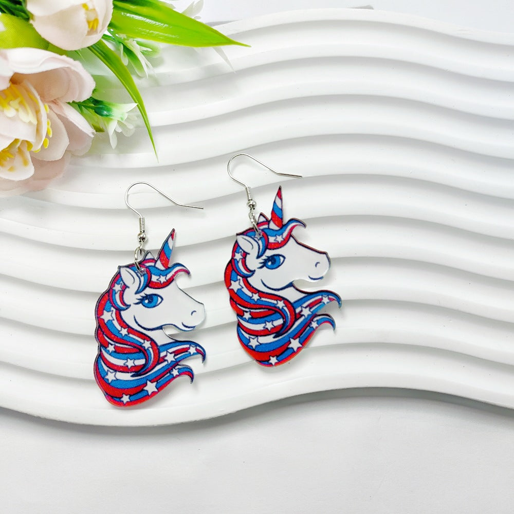 Wholesale 10pcs American Independence Day Earrings Love Stars Sun Flower Earrings ACC-ES-Qiyu006