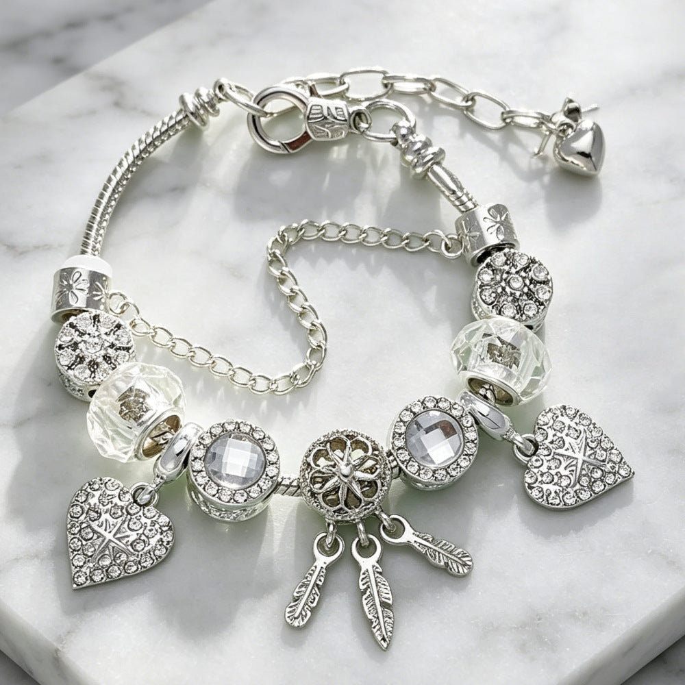Wholesale Stainless Steel Sparkling Dreamcatcher Bead Bracelet Geometric Starry Design Women' s Fashion Accessory