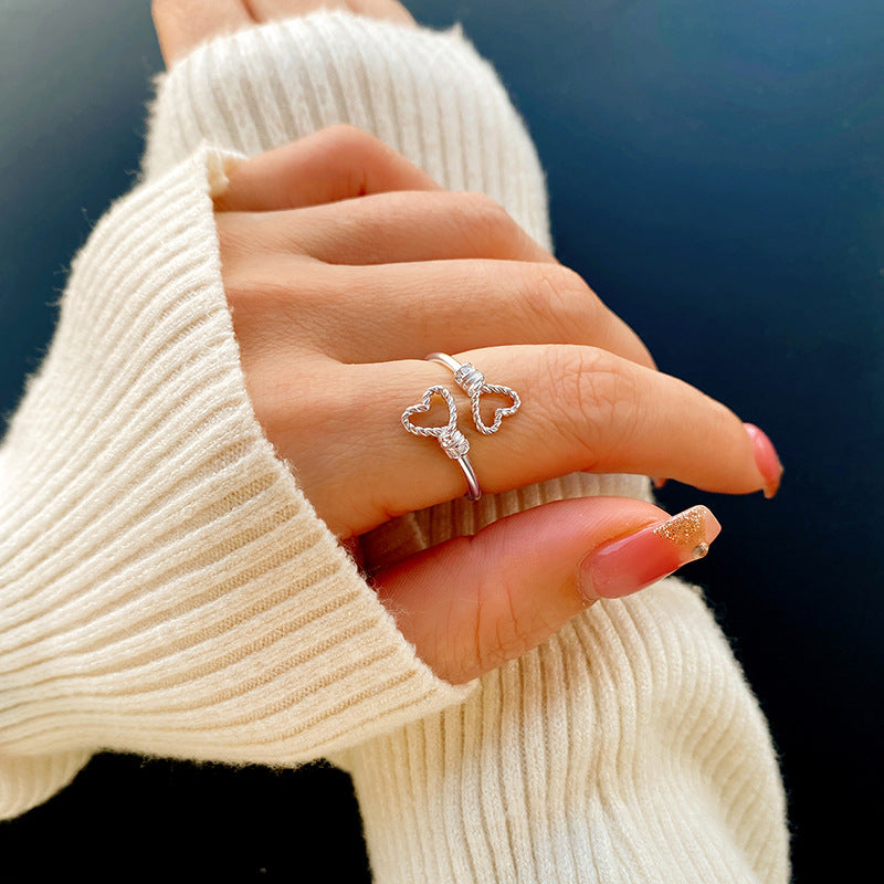 Wholesale s925 Sterling Silver Double Heart Ring