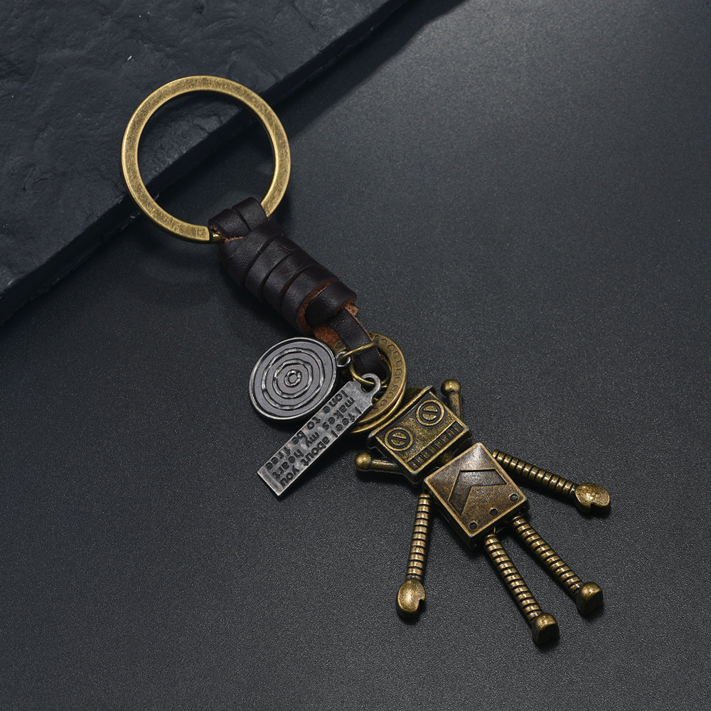 Wholesale Creative Keychains  Alloy Bronze Robot Retro Keychains