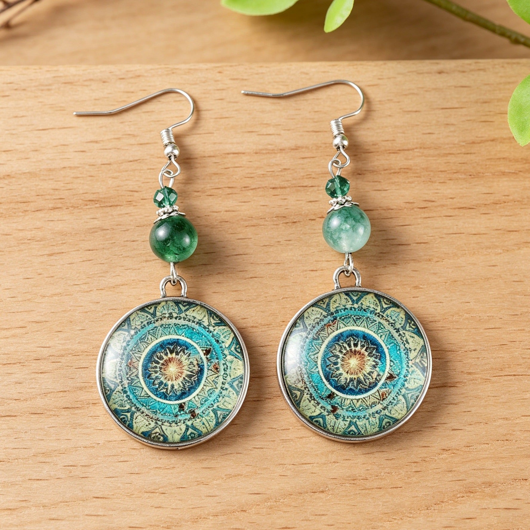 Wholesale Silver Plated Alloy Mandala Earrings Zen Style Geometric Drop Earrings For Women Party Gift Boutique Resale