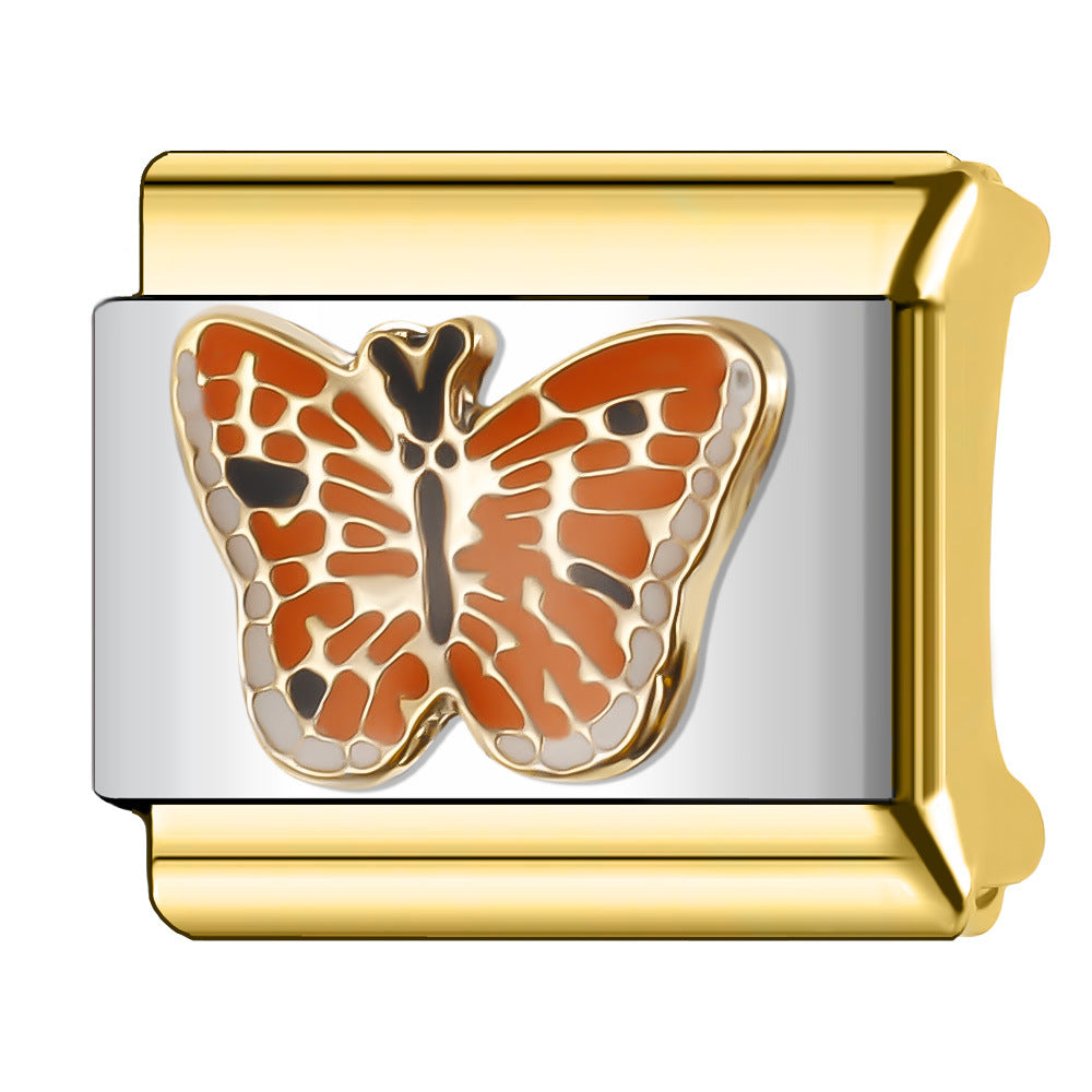 Wholesale Italian Charm Bracelet 9mm DIY Splicing Butterfly Stainless Steel Composable Bracelet