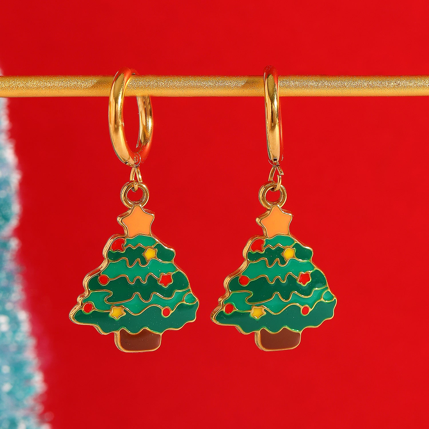 Wholesale Christmas Snowflake Earrings Stainless Steel Electroplated Jewelry Accessory for Gift and Boutique Resale