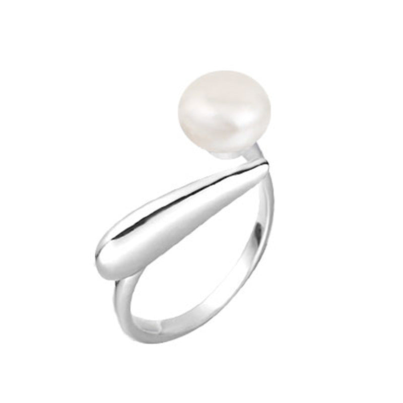 Wholesale S925 Sterling Silver Pearl Adjustable Ring