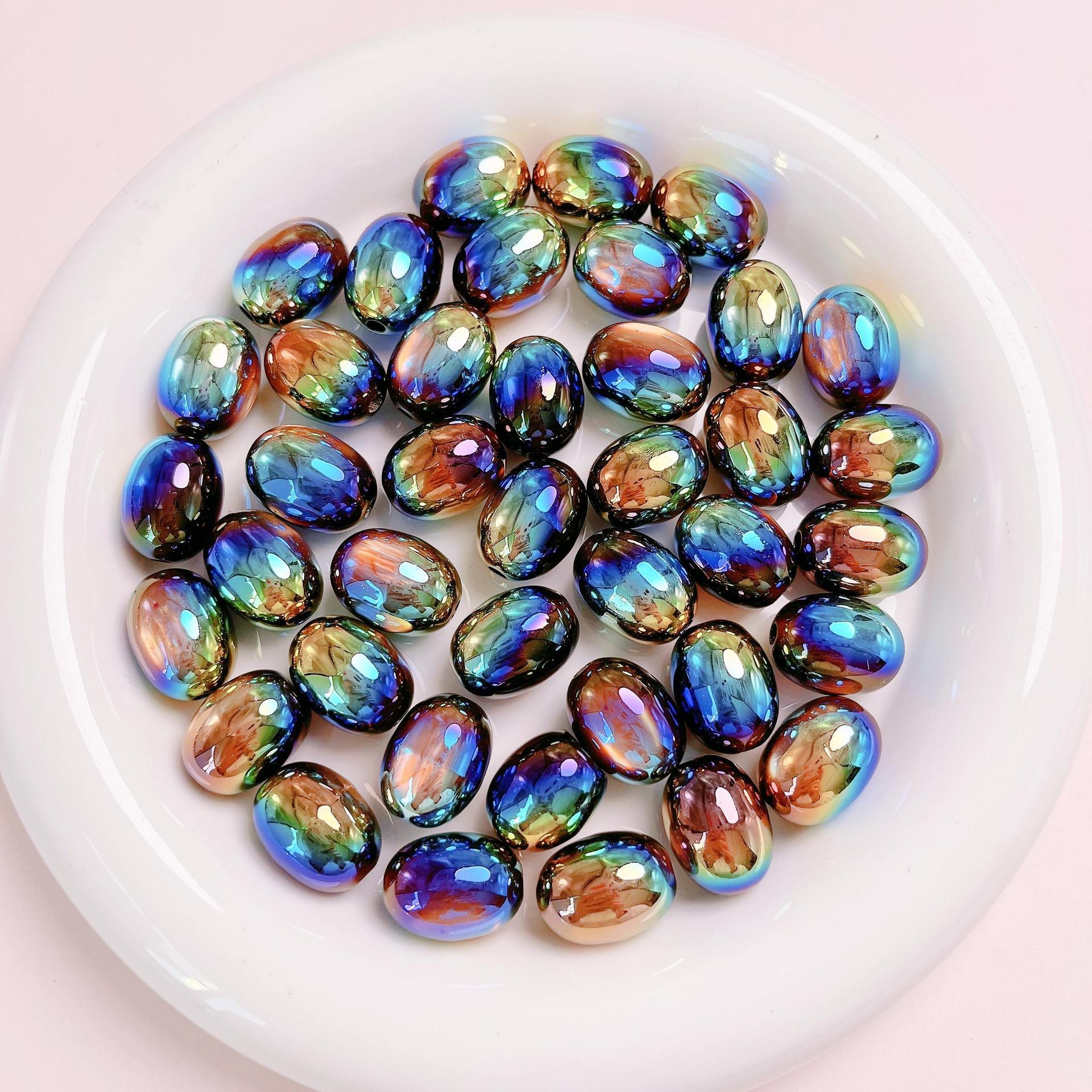 Wholesale of 10pcs UV Coated Oval Beads ACC-BDS-JFei012