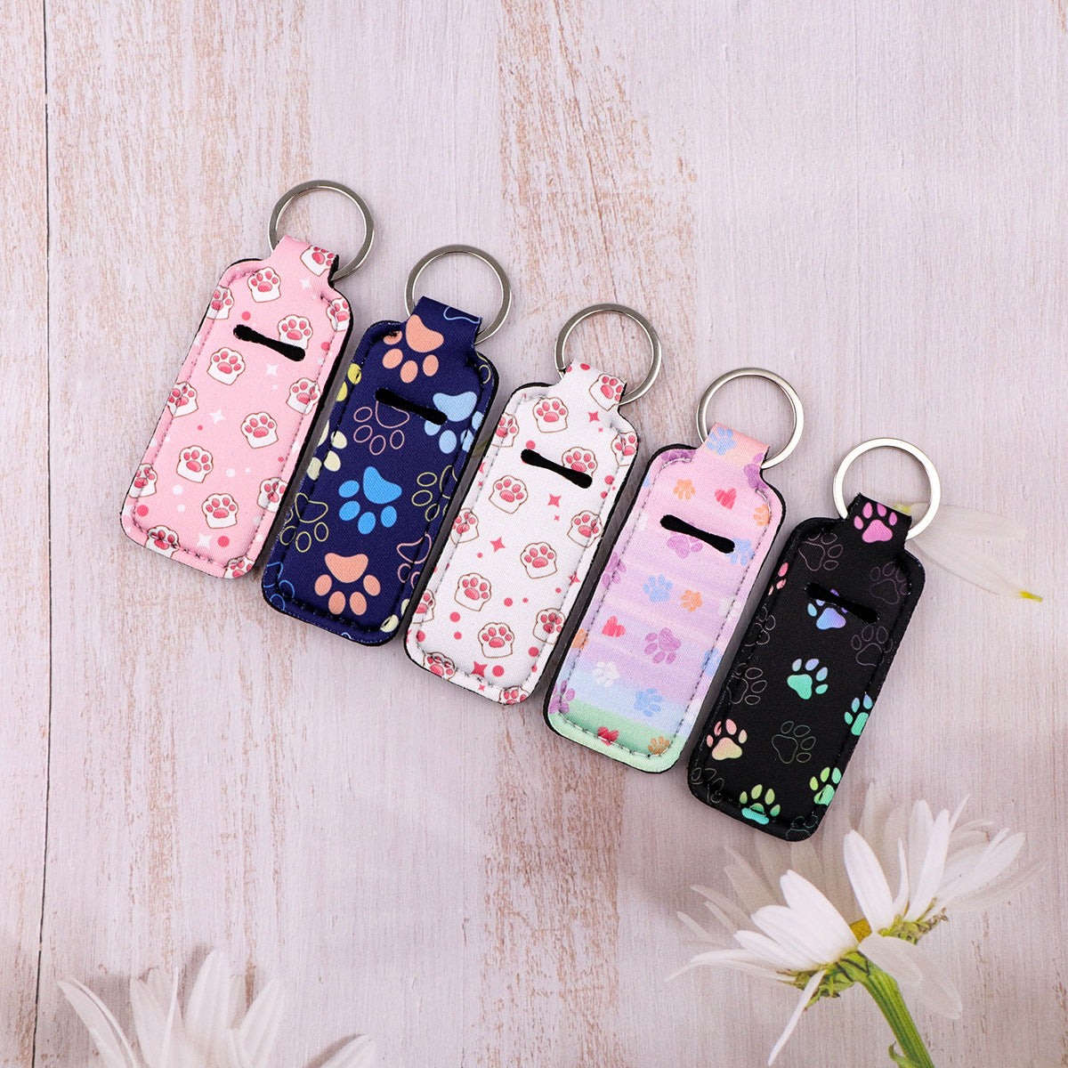 Wholesale 6pcs Cartoon Cat's Claw Lipstick Case Keychain