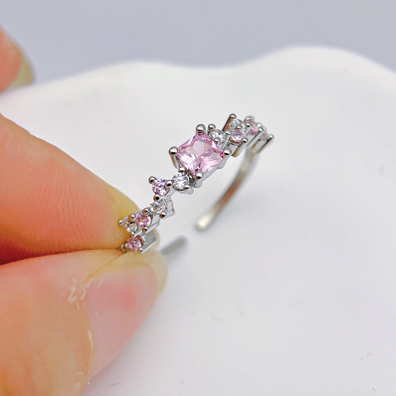 Wholesale Light Luxury Zircon Inter-color Pink Open Rings ACC-RS-YXY041
