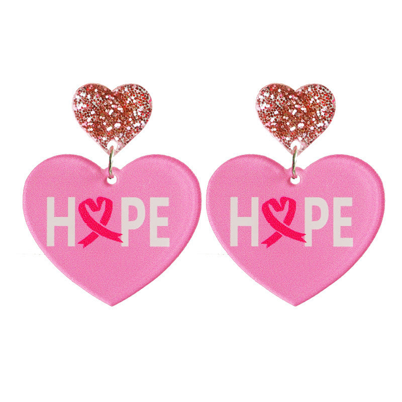 Wholesale 2 Pairs/Pack Pink Ribbon Cancer Survivor Acrylic Earrings ACC-ES-HY102