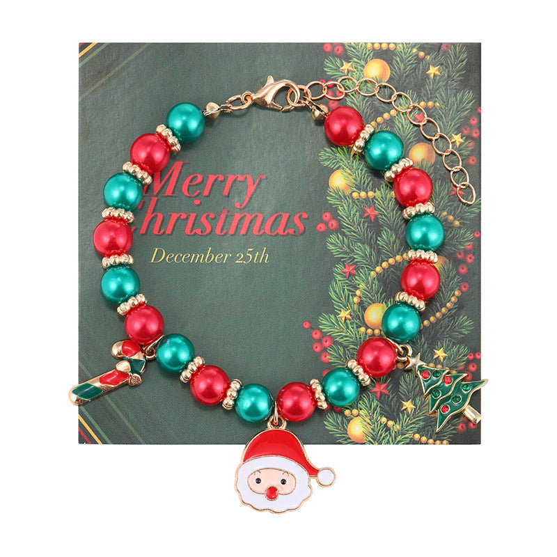 Wholesale Christmas Gift Beaded Letter Elastic Bracelet suit