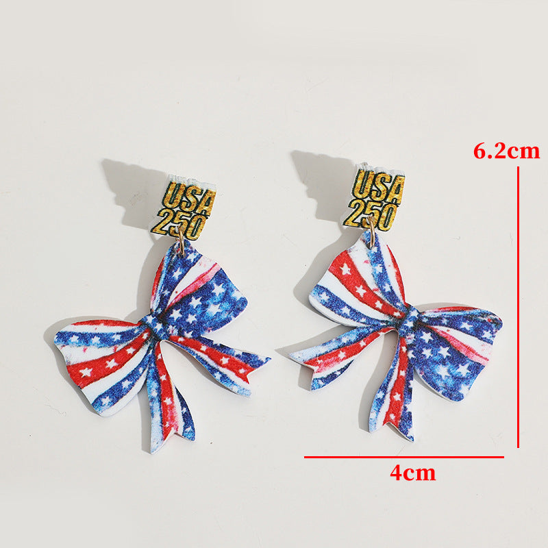 Wholesale Acrylic Independence Day Themed Drop Earrings