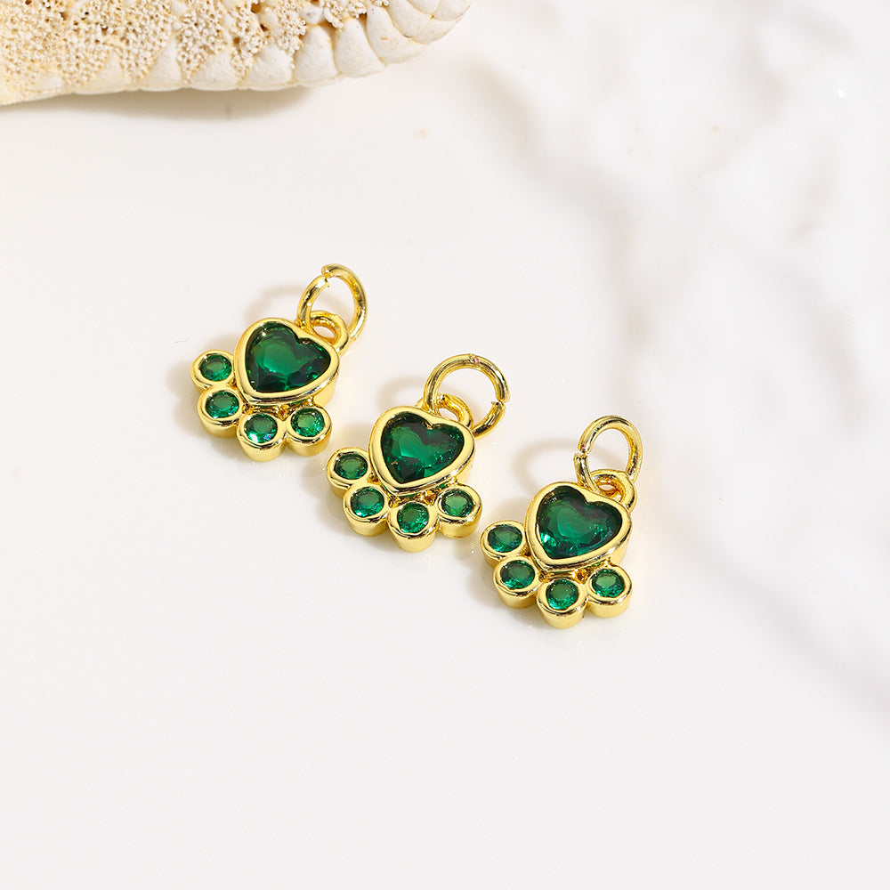 Wholesale Simple Micro-inlaid Zircon Dog Paw Print  Charms