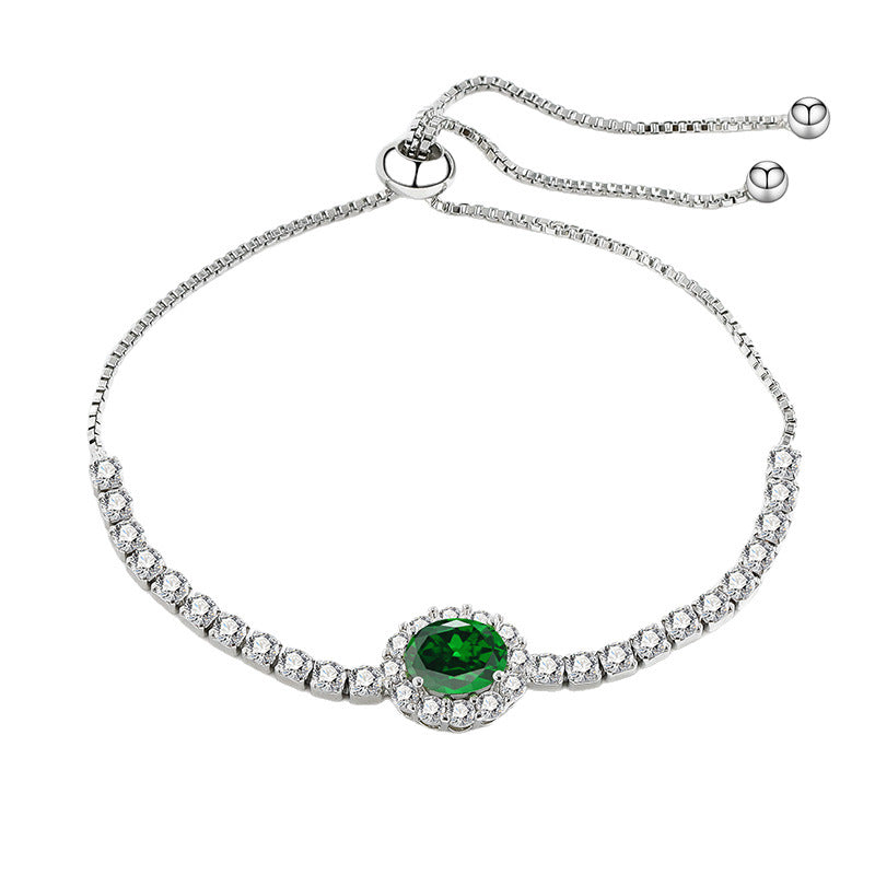 Wholesale  Colored Diamond Zircon Pigeon Egg Stretch Bracelet Women' s Fashion