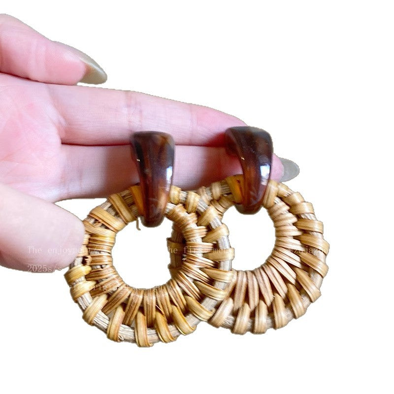 Wholesale Boho Geometric Rattan Earrings - Fashion Accessory for Women