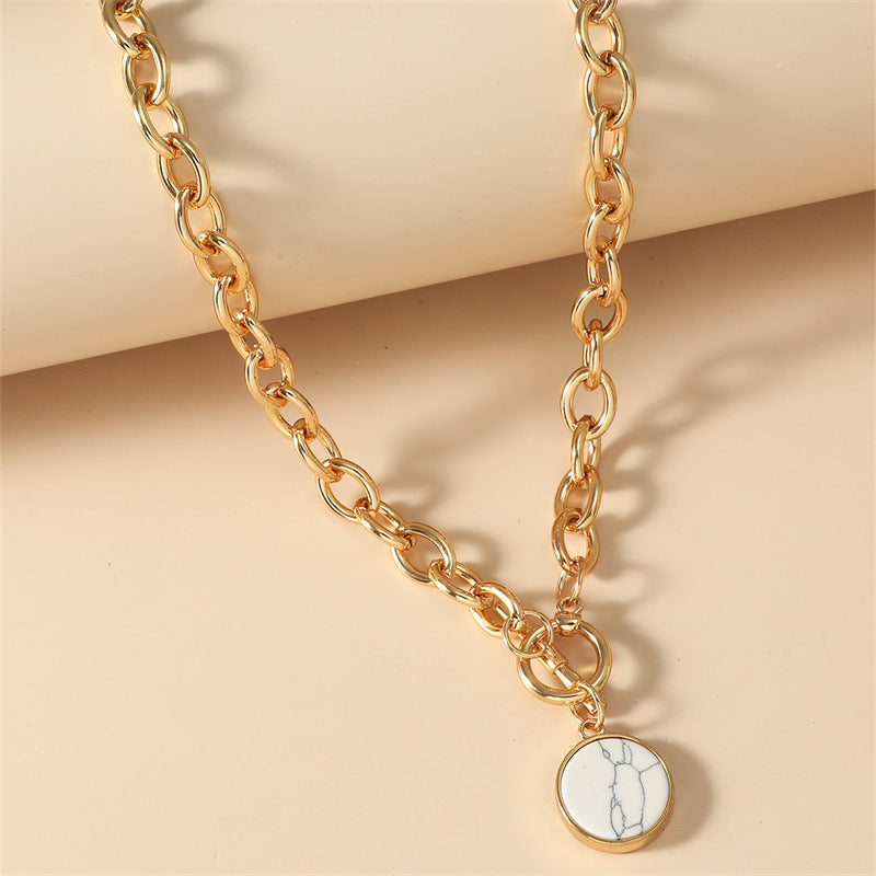 Wholesale 2 Pairs/Pack Turquoise Alloy Necklace Clavicle Chain Choker Necklace ACC-NE-JunJie006