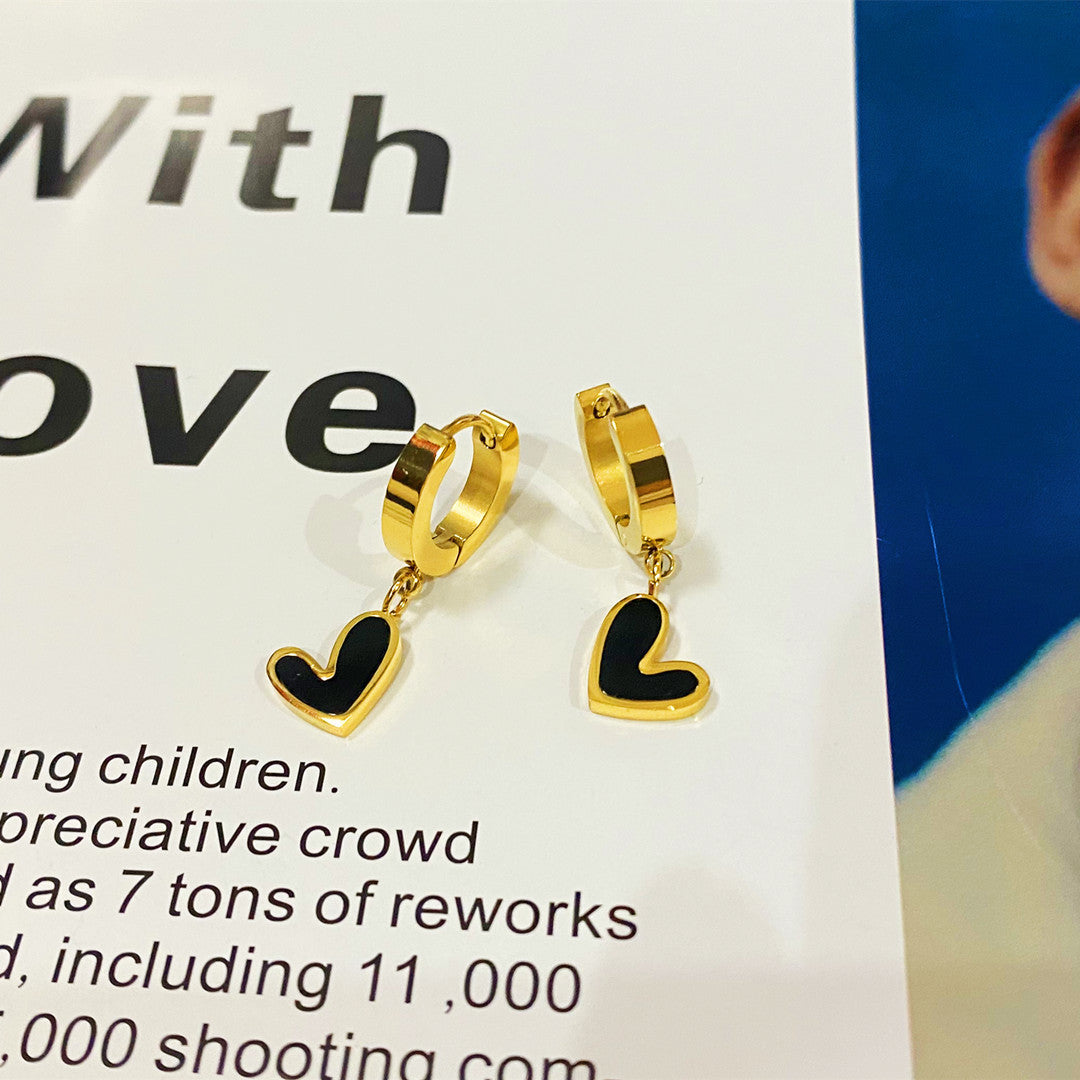 Wholesale Titanium Steel Four-leaf Clover Heart Earrings ACCVIP-ES-YZXW003