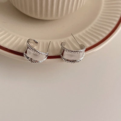 Wholesale Fashion Metal Electroplated Geometric Half Ring Earrings Korean Style Double Layer for Women