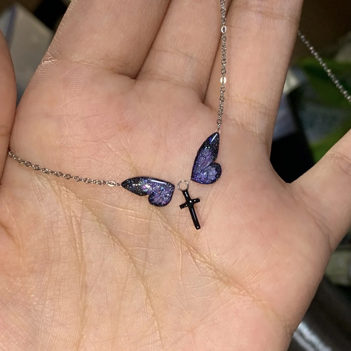 Wholesale  Butterfly Oil Drop Clavicle Chain Necklace