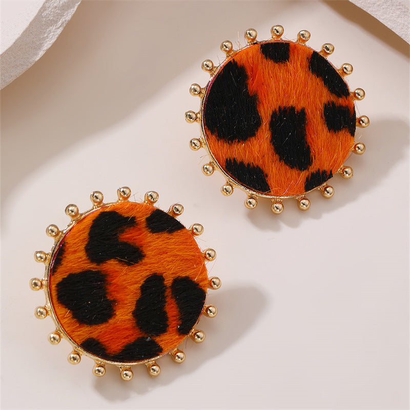 Wholesale  Leopard Earrings Round Geometric Jewelry