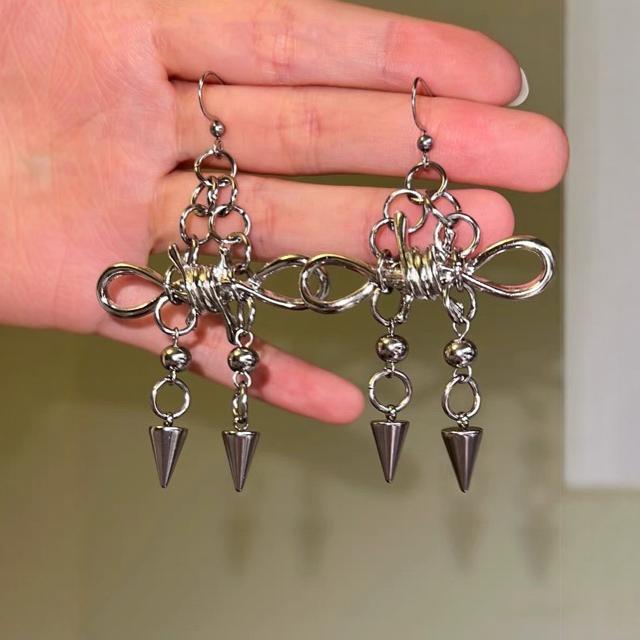 Wholesale Stainless steel Handmade Dark Geometry Retro Totem Spiked Thorns Punk Gothic Earrings