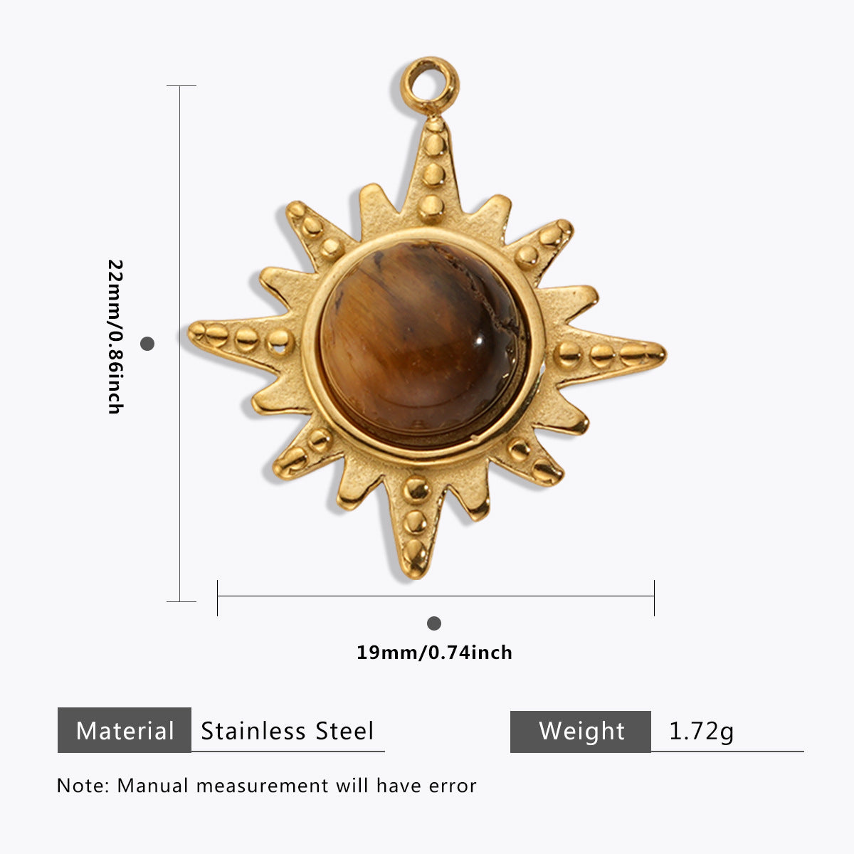 Wholesale Stainless Steel Maillard Tiger Eye Pendant