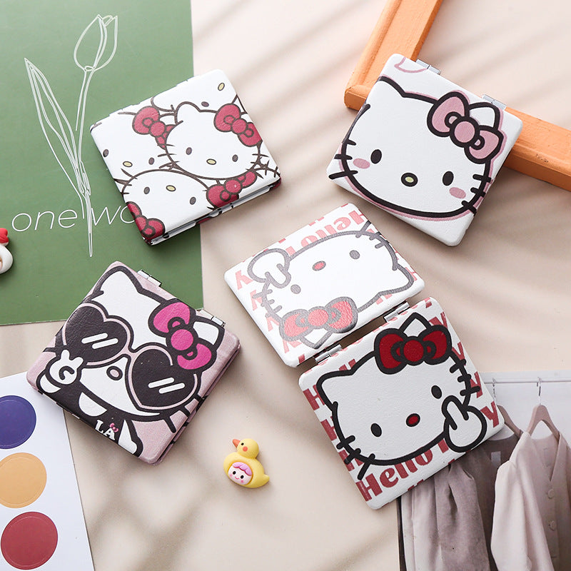 Wholesale Cartoon Double-sided Mirror PU Leather Portable Folding Small Mirror ACCVIP-MR-Haic003