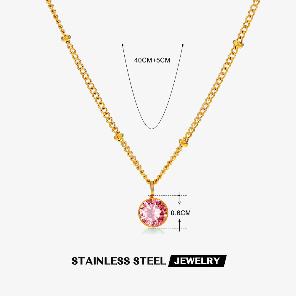 Wholesale December 18K Gold Stainless Steel Diamond Necklace