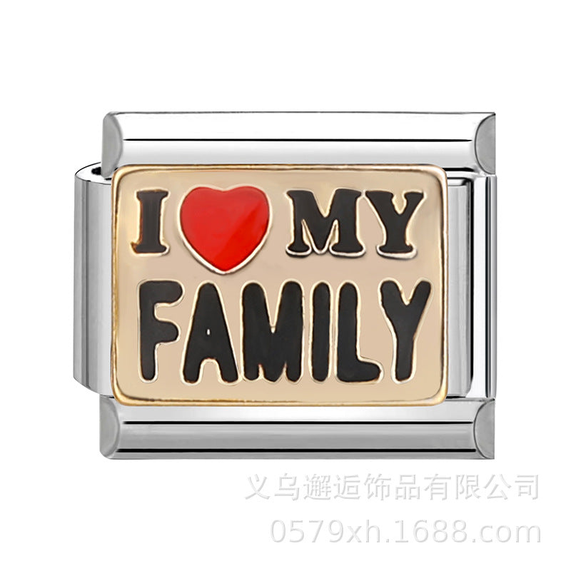 Wholesale Italian modular bracelet 9mm DIY splicing detachable English stainless steel combinable bracelet