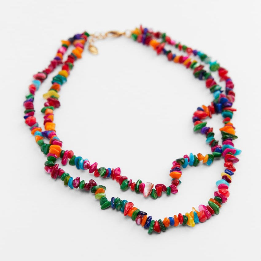 Wholesale  Necklace Bohemian Style Colorful Gravel Ins Necklace Women' s Natural Stone Beaded Necklace