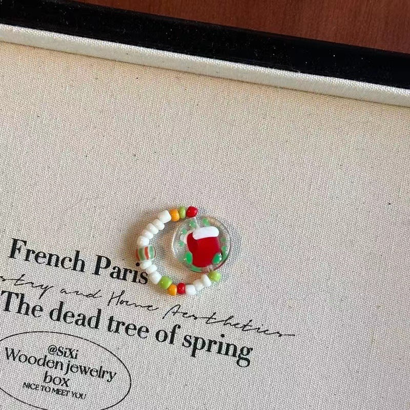 Wholesale Christmas Party Cartoon Cute Gingerbread Man  Beaded Necklace