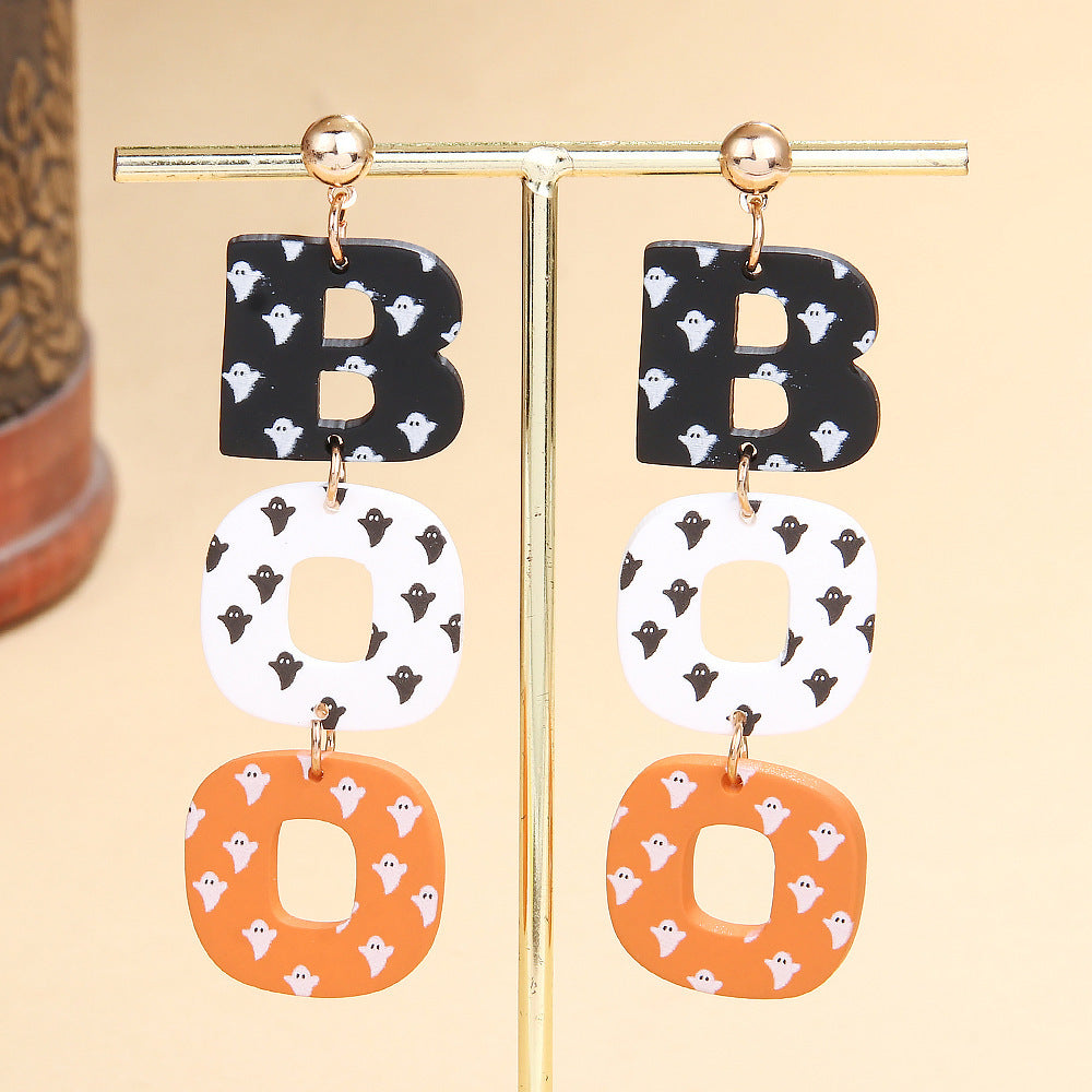 Wholesale   Acrylic Paint Earrings  Ghost Personalized Long Earrings