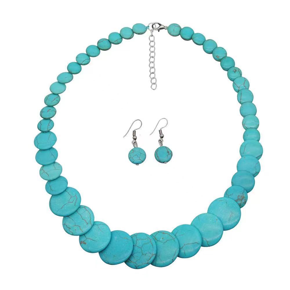 Wholesale Beaded Turquoise Clavicle Earrings Necklace