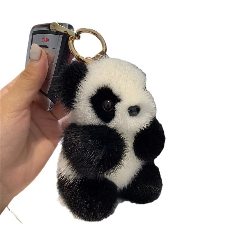 Wholesale Cute Mink Hair Panda Doll Pendant Keychain