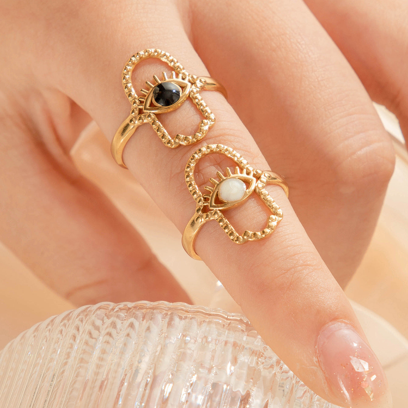 Wholesale Titanium Steel All-match Devil's Eye Titanium Steel Open Ring