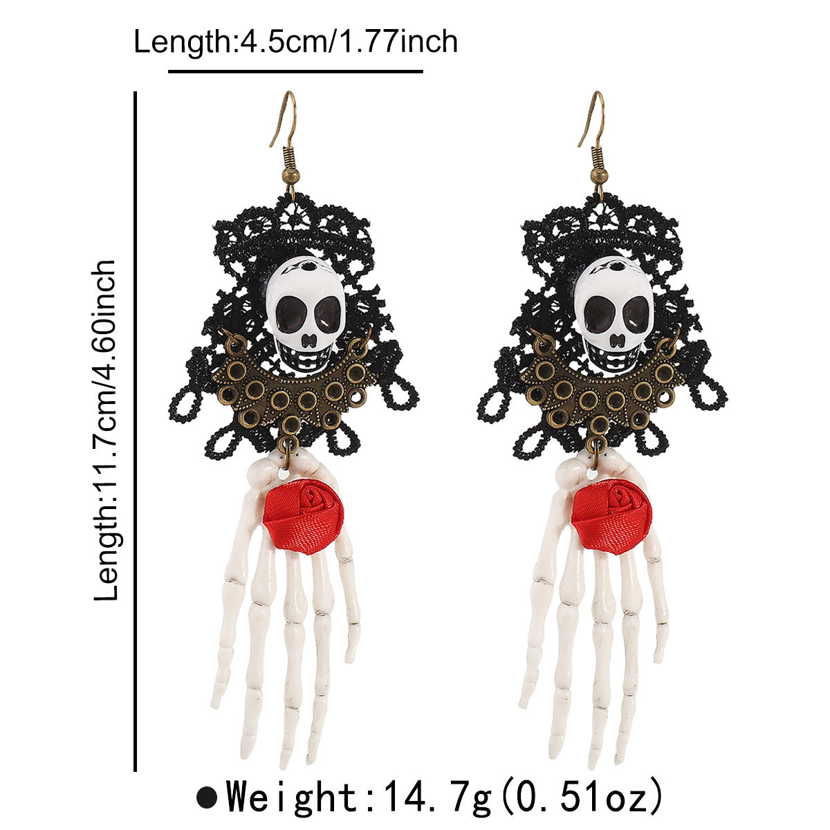 Wholesale  series trend lace skeleton hand earrings