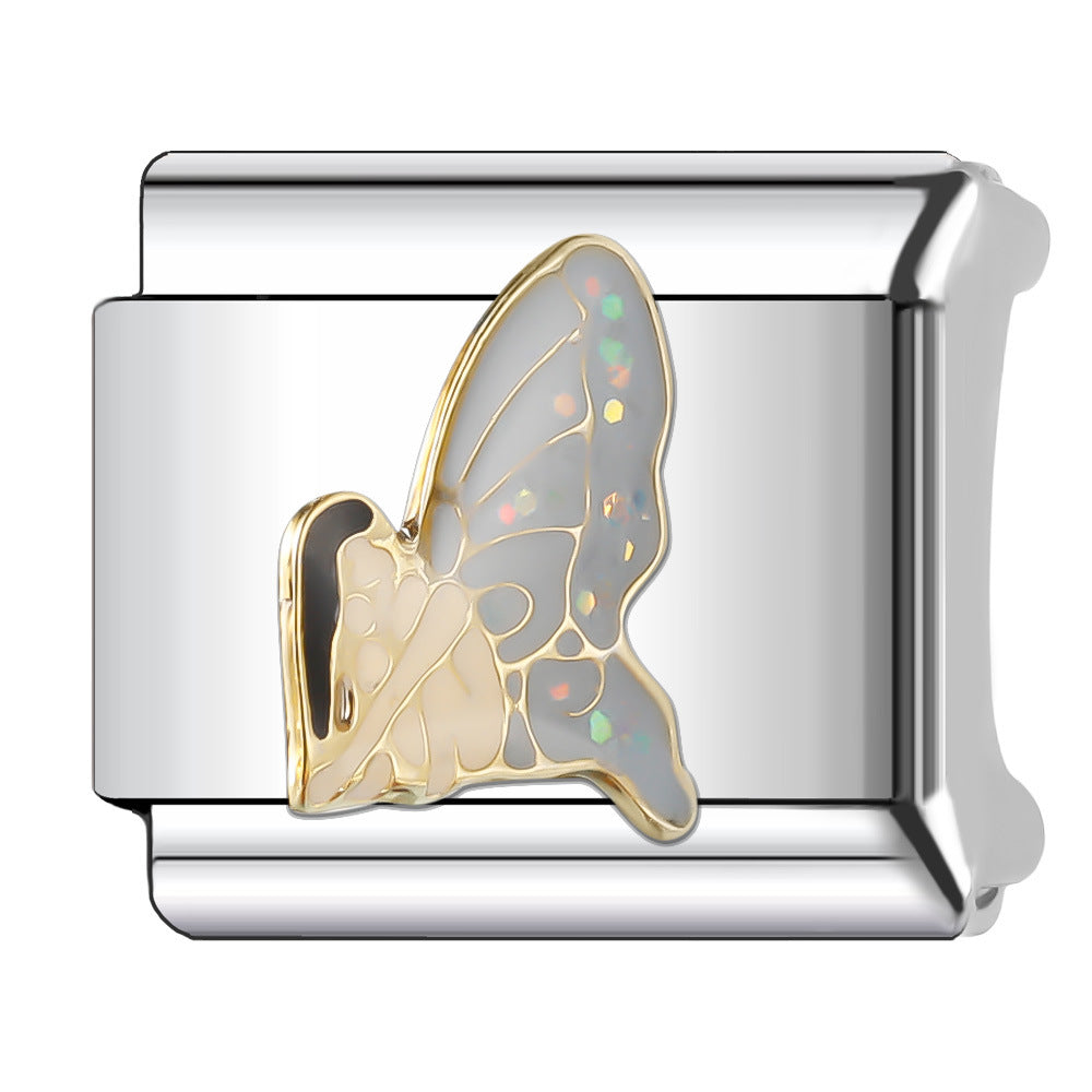 Wholesale Italian Charm Bracelet 9mm DIY Splicing Butterfly Stainless Steel Composable Bracelet