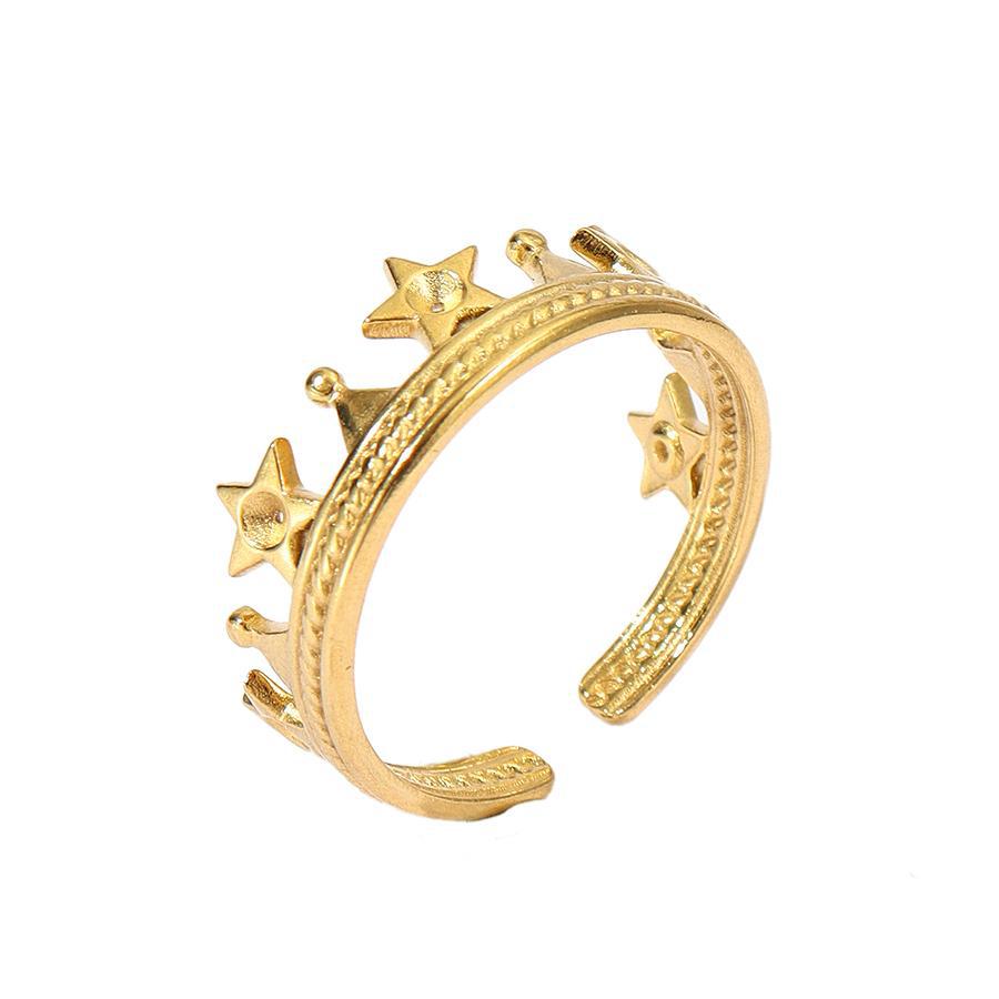 Wholesale Star Sun Moon Stainless Steel Rings 18k Gold Plated Rings ACC-RS-MuC014