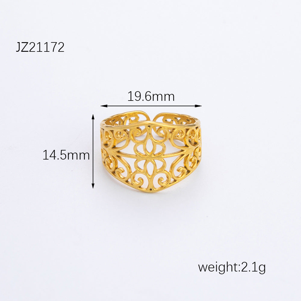Wholesale Vintage Hollow Stainless Steel Ring Open Rings ACC-RS-YuHui007