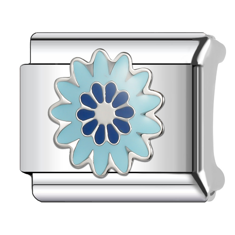 Wholesale Italian Charm Bracelet 9mm DIY Splicing Flower Series Stainless Steel Composable Bracelet