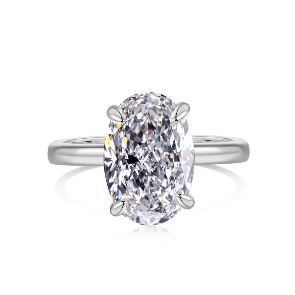 Wholesale S925 Sterling Silver Oval Pigeon Egg Ring High Carbon Diamond Women Fashion Accessory Gift