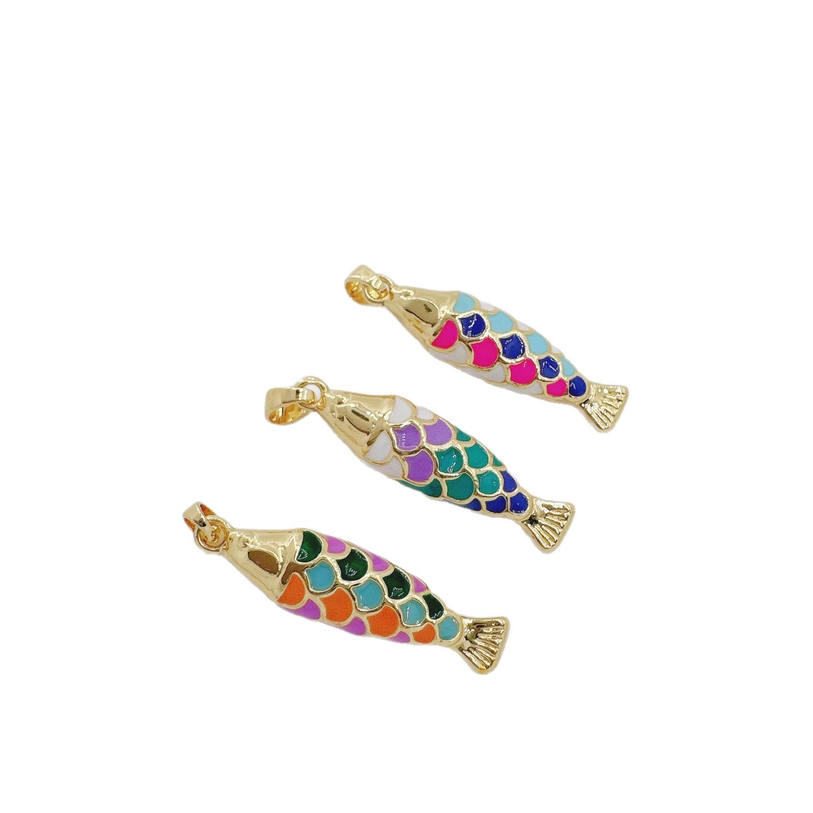 Wholesale Copper Gold Plated Vintage 3D Koi Fish Pendant Necklace Jewelry Accessory for Women