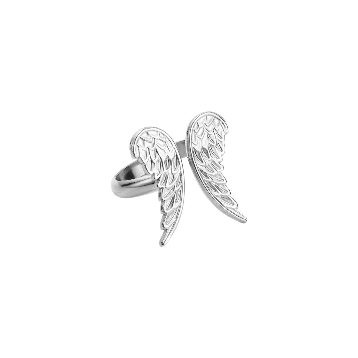 Wholesale Stainless Steel Love Geometric Angel Wings Ring Adjusting Open Ring