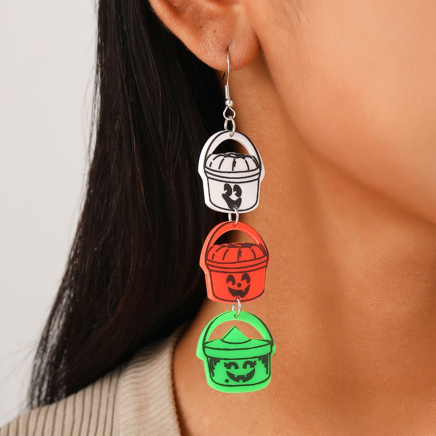 Wholesale Acrylic  Pumpkin Bat Basket Earrings for Party Wear Jewelry Accessory
