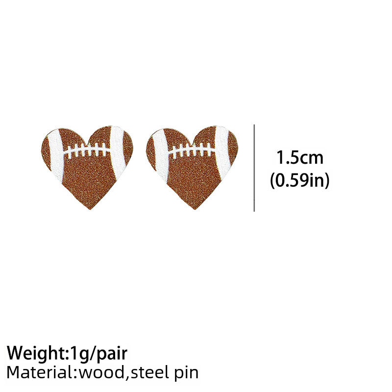 Wholesale Event sports jewelry heart-shaped Sports Baseball earrings