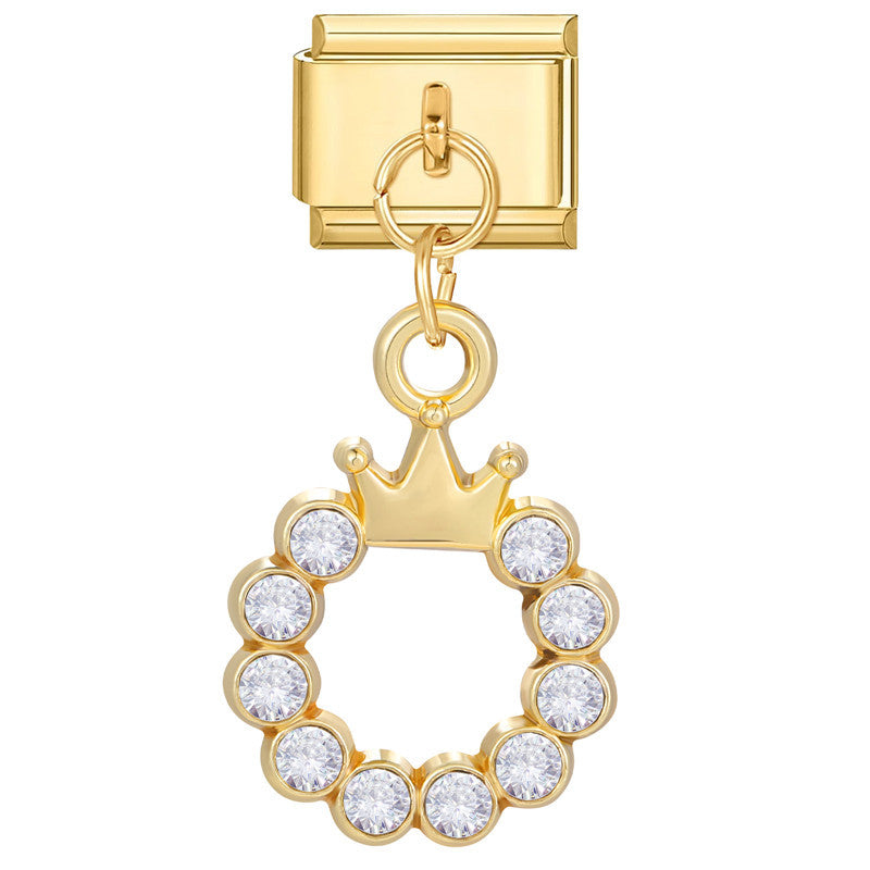 Bracelet de charme italien en gros 9 mm DIY Splicing Gold Star Heart Titanium Steel Bracelet composable