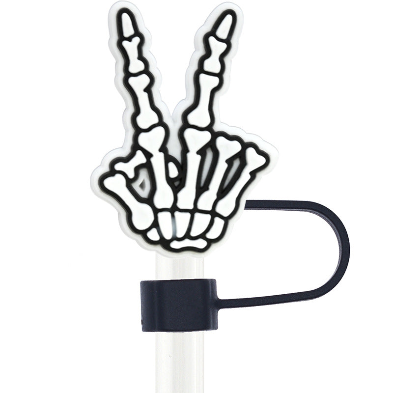 Wholesale Random 100pcs Halloween 10mm PVC Soft Straw Tube Cap ACC-SCR-RYY070