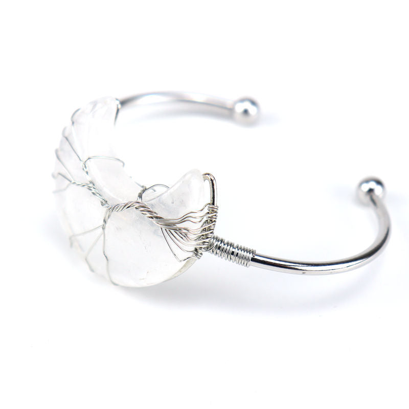 Wholesale Handmade Silver Wound Tree of Life Natural Stone Moon Bracelet Lucky Tree Bracelet ACC-BT-HanX004