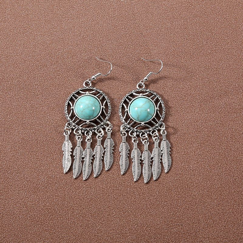 Wholesale Bohemian Tassel Turquoise Earrings Retro Ethnic Style ACC-ES-Gumi002