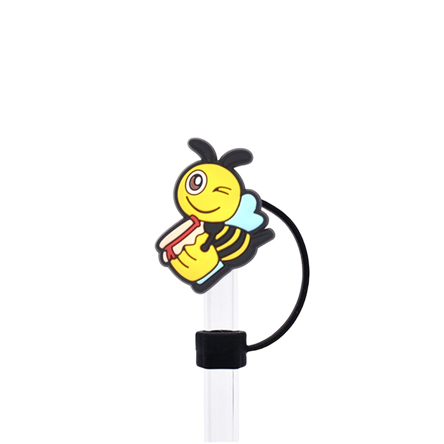 Wholesale 60pcs 10mm Straw Cover Cartoon Bee Silicone Straw Caps for Cup Decoration Straw Tube Cap ACC-SCR-SSL002